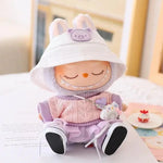 17cm Mini Plush Doll'S Clothes Outfit Accessories For Korea Kpop Exo Labubu Idol Dolls Corduroy overalls T-shirt Clothing Gift