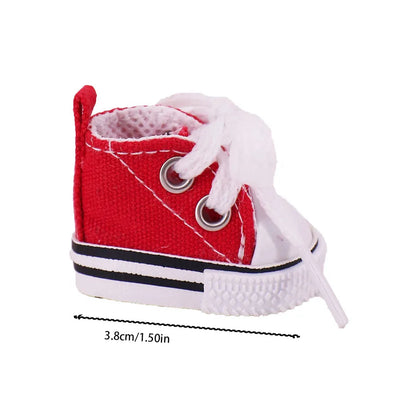3.8cm Doll Shoes Solid Color Pop Lace up Canvas Shoe PU Shoes For 17cm Labubu Doll Clothes Accessories,Girl's Toys Clothing Gift