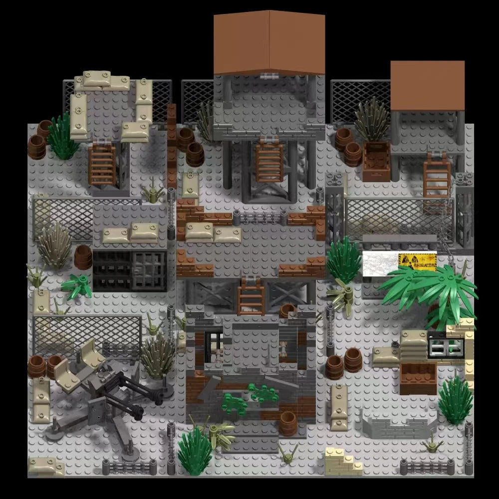 WW2 Military Army Soldiers World War 2 Military Base Observation Tower Model Assemble Building Blocks Bricks Children's DIY Toys