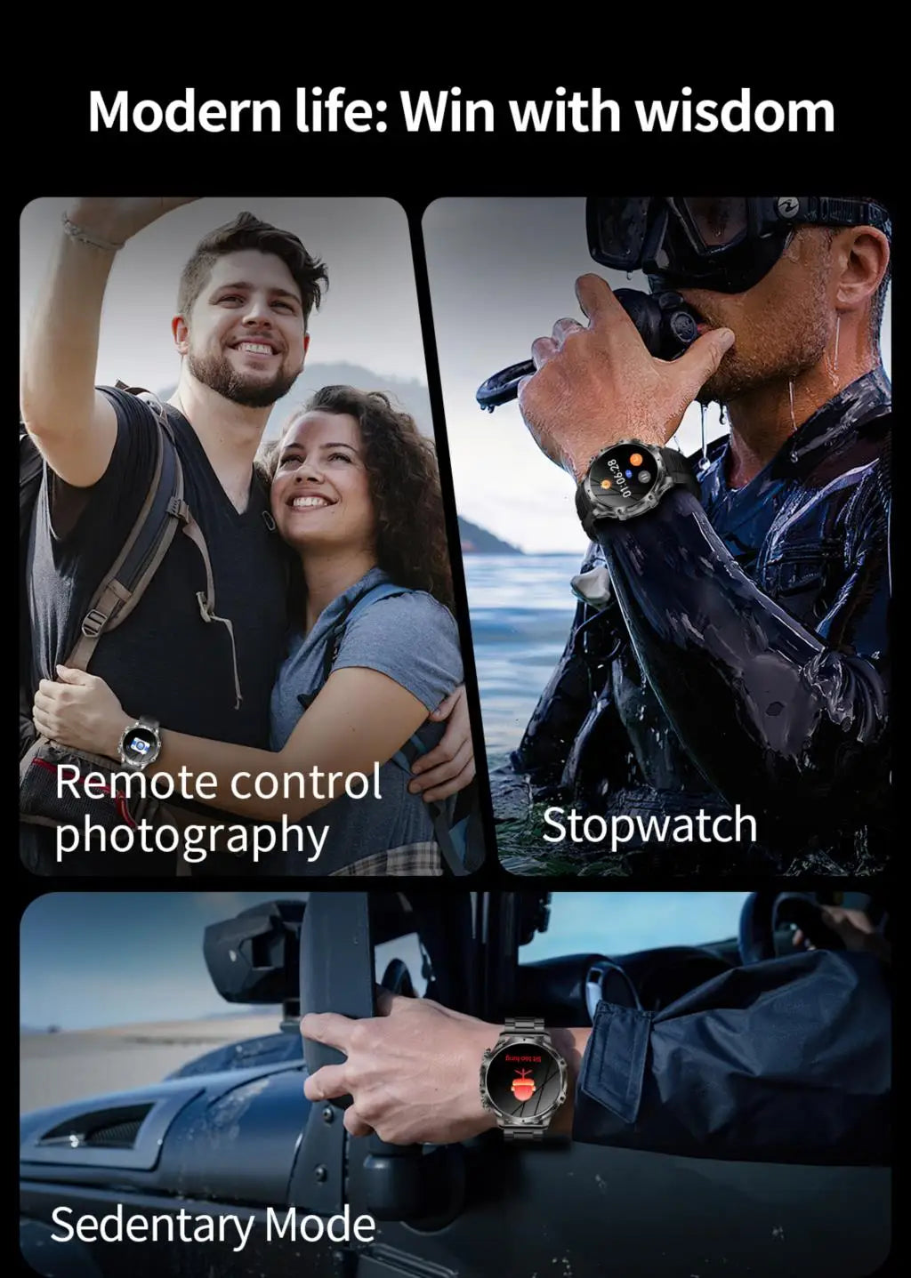 AK75 Smart Watch Flashlight 1.9inch Men Outdoors Sports Fitness Tracker 700mah Large Battery BT Calling LED Light Smartwatch