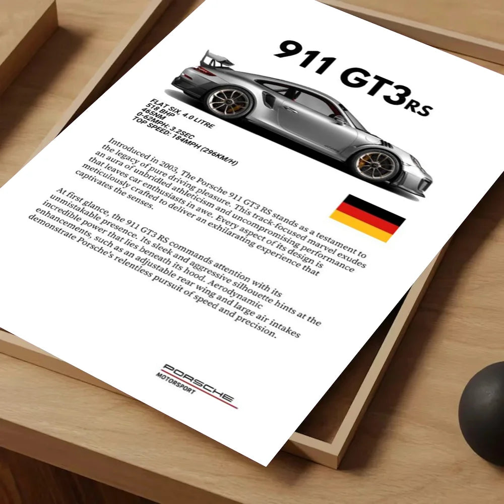 Sport Cars Poster Self-adhesive Art Waterproof Paper Sticker Coffee House Bar Room Wall Decor