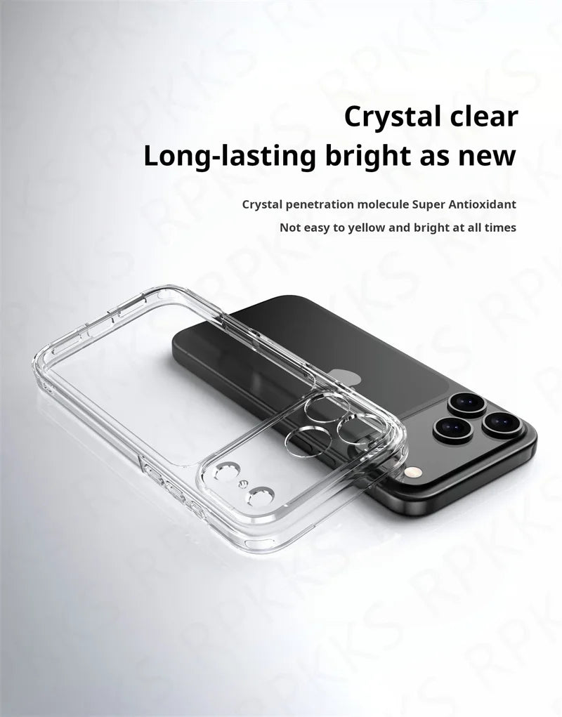 Luxury Hybrid Transparent Shockproof Phone Case For iPhone 17 Pro Max 17 Air 17Pro Max Clear Hard Acrylic Protective Back Cover