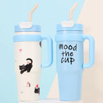 1000ML Thermal Water Bottle 32oz Large Capacity With Straw Stainless Steel Thermos Bottle Cold and Hot Thermos Cup