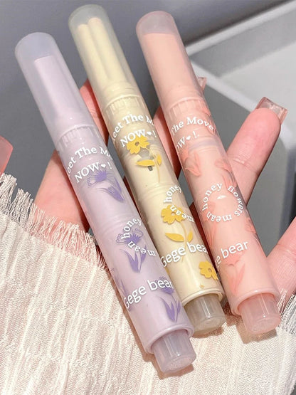 Gege Bear Floral Whisper Moisturizing Mirror Shine Lipstick — Glossy Jelly Finish, Heart-Shaped Bullet, Hydrating Lip Balm