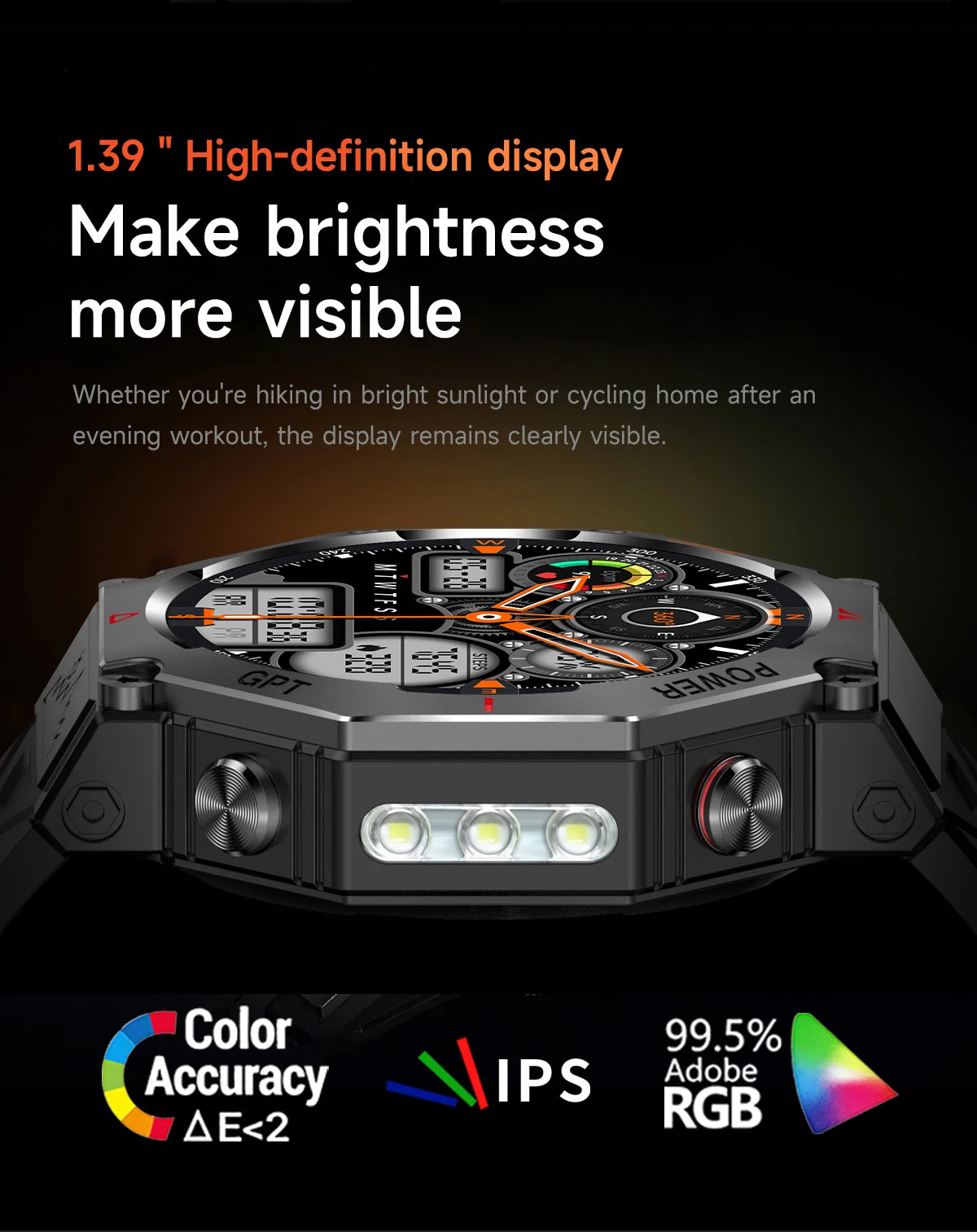 2025 New T-Rex 3 Ultra GPS Men SmartWatch 10ATM Waterproof Built-in Dual-band GNSS Compass Military Sport Flashlight Smart Watch