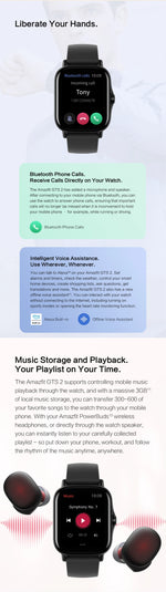 [Ship From Poland] Amazfit GTS 2 New Version Smartwatch 43mm All-round Health and Fitness Tracking Smart Watch Alexa Built-in