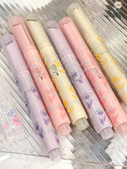 Gege Bear Floral Whisper Moisturizing Mirror Shine Lipstick — Glossy Jelly Finish, Heart-Shaped Bullet, Hydrating Lip Balm