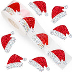 500Pcs Christmas Hat Stickers Roll Laser Red Santa Hat Seal Stickers Xmas Decals for Envelope Journal Decor Party Supplies,3cm