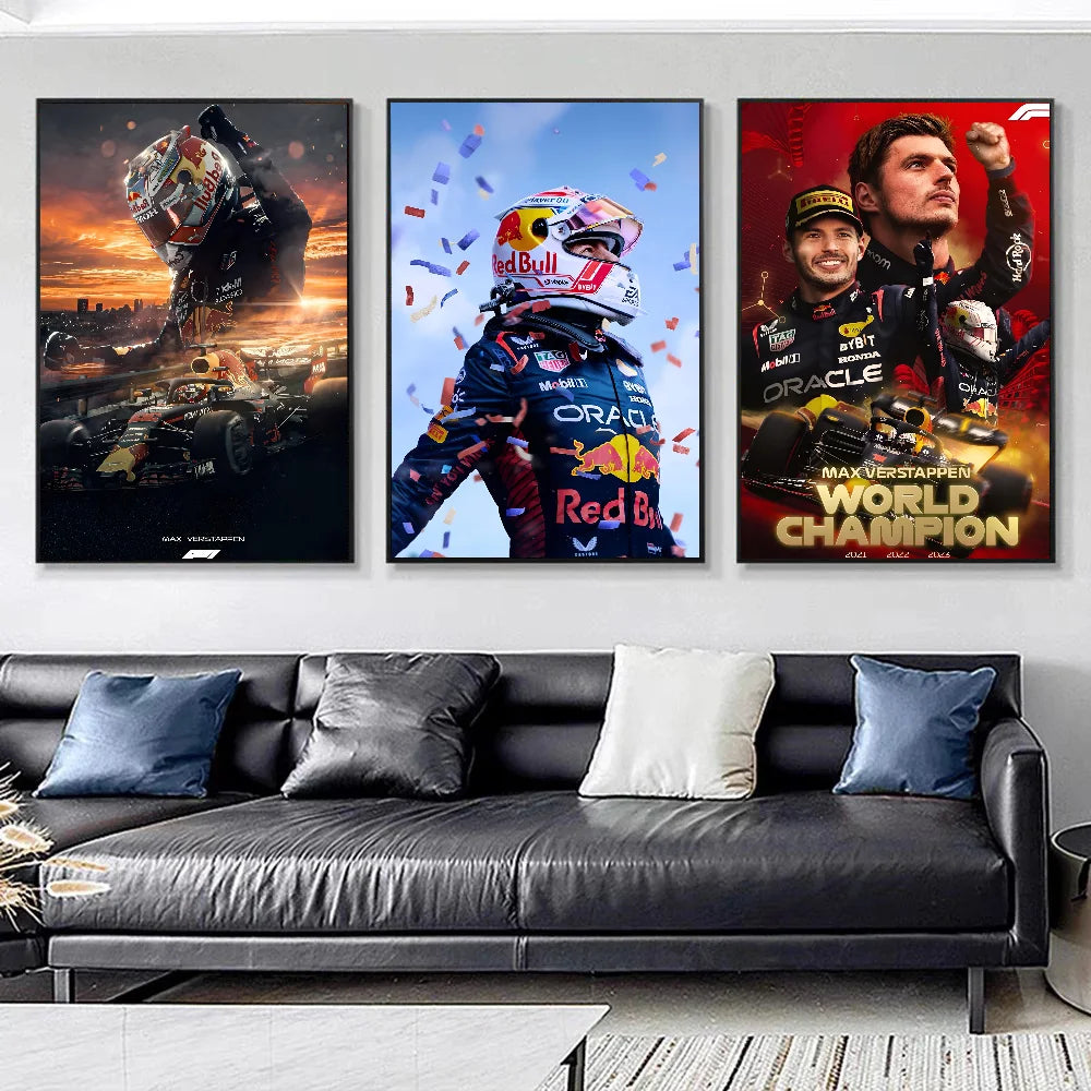 1pc F1 M-Max Verstappen Poster Self-adhesive Art Waterproof Paper Sticker Coffee House Bar Room Wall Decor