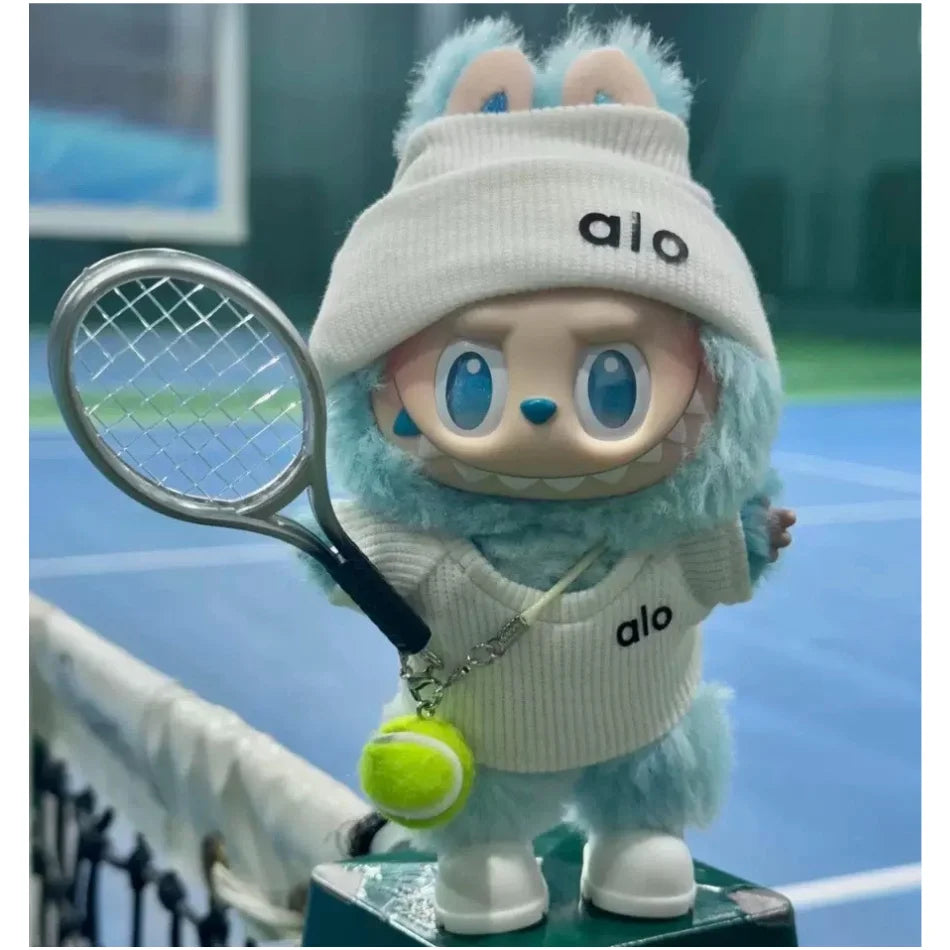 Cute Labubus Bunny Doll alo Accessories with Knitted Clothes Labu  bu Tennis Sports Set Sweater for Toy Collectors Clothes