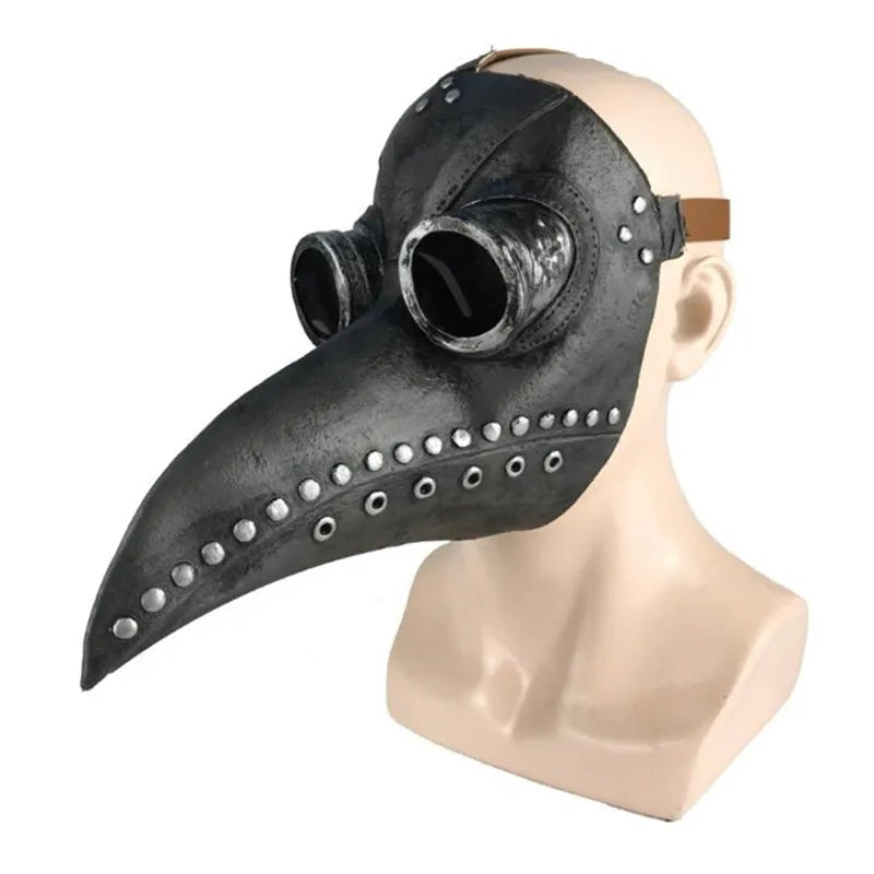 Halloween Cloak Plague Doctor Mask Cosplay Costume Sorcerer Long Shirt Hooded Black Robe Adult and Child Holiday Costume Set