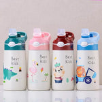 400/500ML Kids Water Bottle Cartoon Dinosaur Thermos Mug Baby Duck Billed Straw 316 Stainless Steel Vacuum Flasks Thermos Bottle