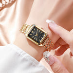 1/2/4PCS Luxury Women Watches Fashion Rectangle Woman Quartz Watch Stainless Steel Band Wristwatches Reloj Mujer（Without Box）
