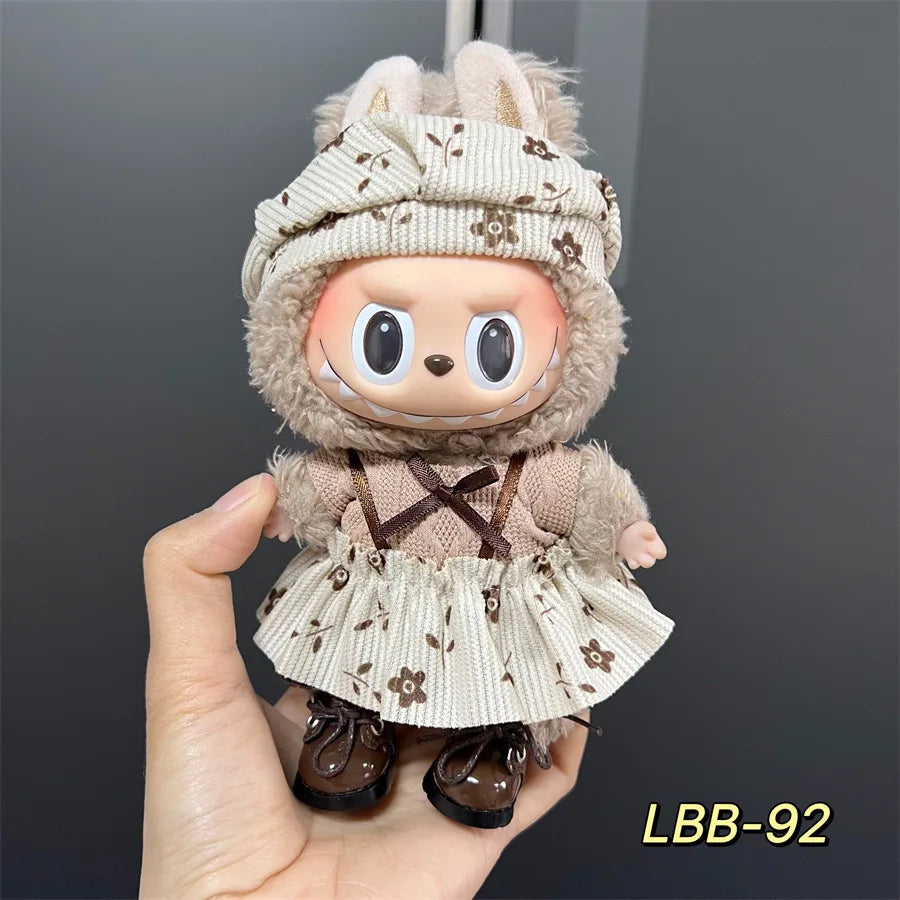 Cute Mini Plush Doll Clothes for 17cm Labubu Many Kinds of Overalls Clothes Accessories