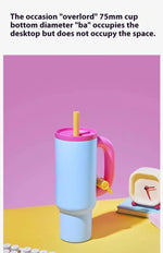 2025 New Female King Cup 304 Stainless Steel Straw Insulated Ice Cup - Thick, Portable Handle Design for Trendy Hydration