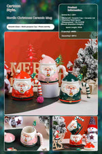 Christmas-themed ceramic cups, holiday mugs, Santa Claus design drinkware, and commemorative gifts, ideal for seasonal gifting