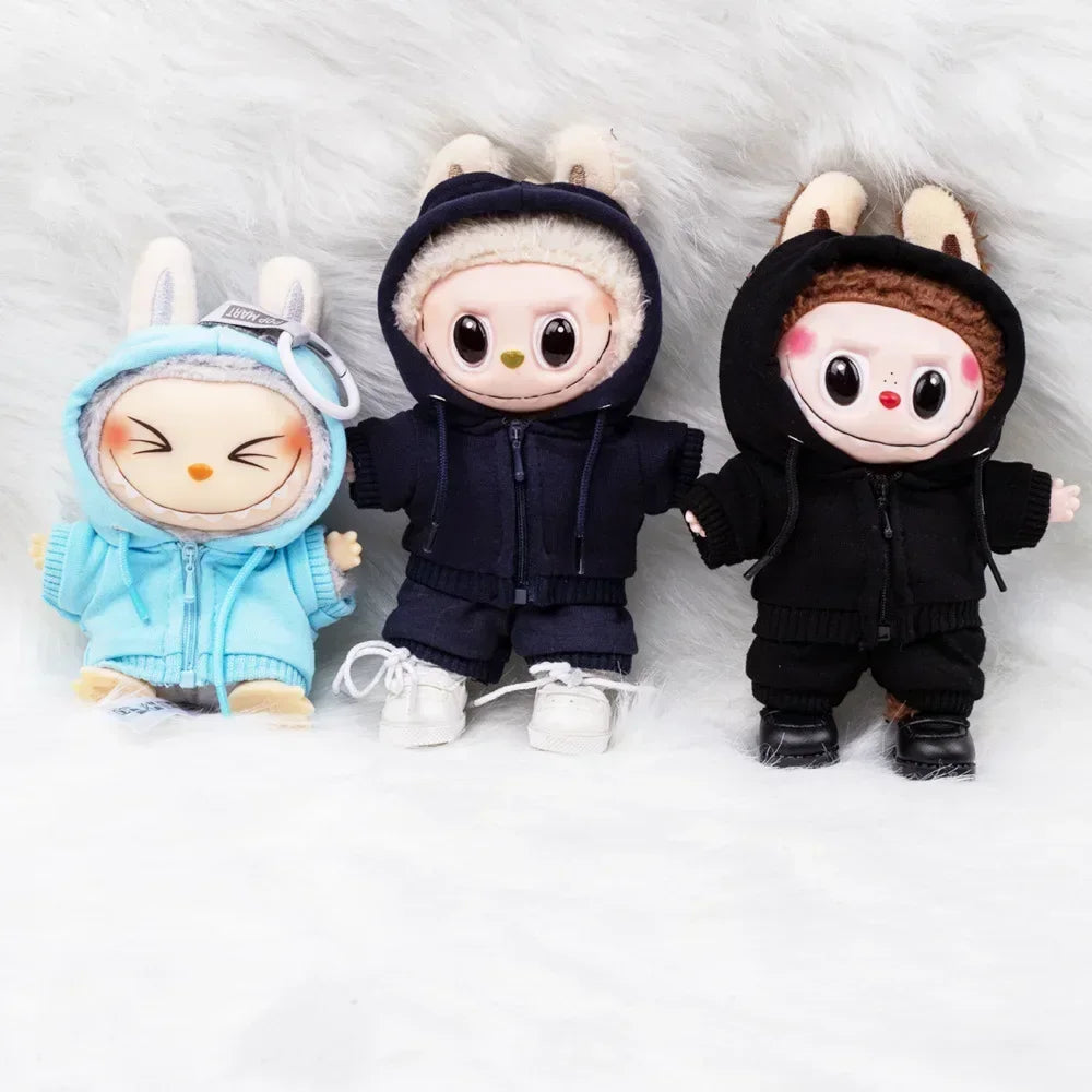 For 15cm 17cm Labubu Bjd Roupas Caixa Cega De Café V1 V2 V3 Roupas De Trabalho Substituição Moda Retro Delicado Terno Brinquedo