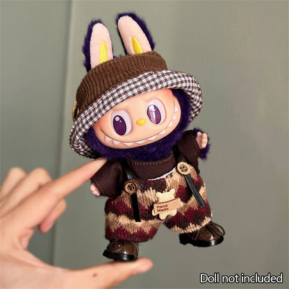 Fashion Clothes Ropa Labubu Clothes Outfit Doll Accessories For 15/17cm Labubu V2 V1 Plush Doll's Suspenders Suit