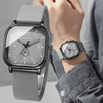 Fashion Square Women's Watch Casual Silicone Strap Quartz Watches Sports Wristwatch For Men Women Students（Without Box）