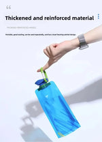 Foldable Water Bottles Flexible Reusable Travel Water Bottle Plastic Water Pouch Soft Flask Water Bag With Carabiner Clip