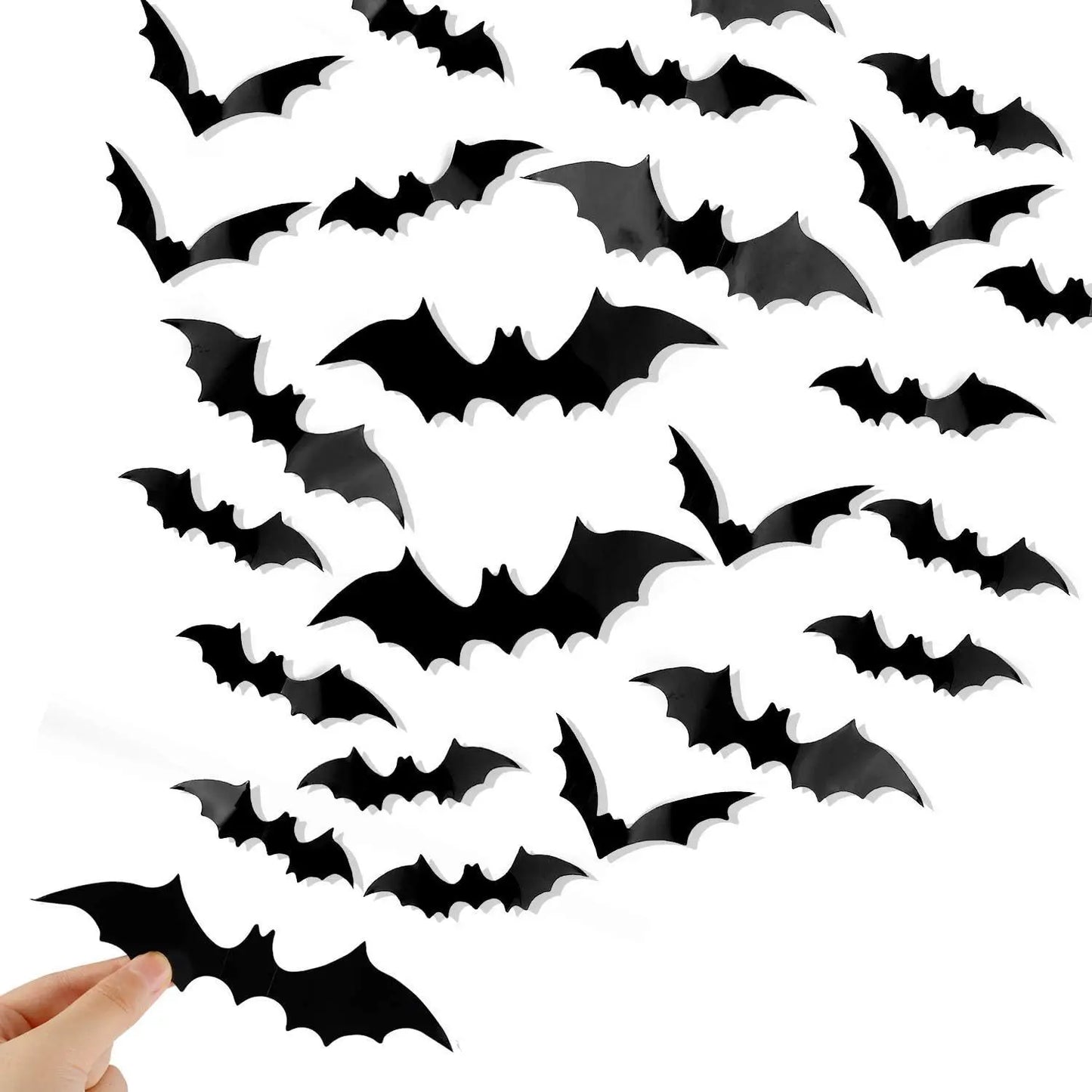 12pcs Hanging Bats Halloween Outdoor Decor Large Flying Plastic Bats 3 Sizes Hang on Trees Porches Yards Lawns Halloween Indoors