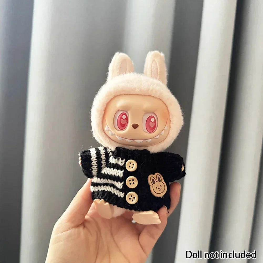 For 15-17 cm V1v2 Labubu Clothes Outfit Labubu Sitting Party Bear Label Scarf Hat Bag Dolls Accessories Cute Decoration Sweater