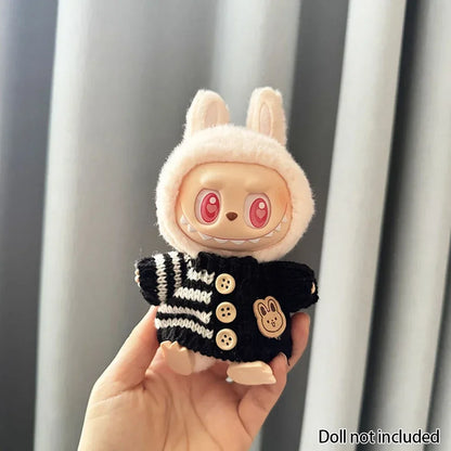 For 15-17 cm V1v2 Labubu Clothes Outfit Labubu Sitting Party Bear Label Scarf Hat Bag Dolls Accessories Cute Decoration Sweater