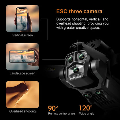 K10 Max RC Drone HD 4K Plane 3 Camera Helicopter Obstacle Avoidance Wifi FPV Quadcopter Optical Flow Aircraft Helicopter Kid Toy