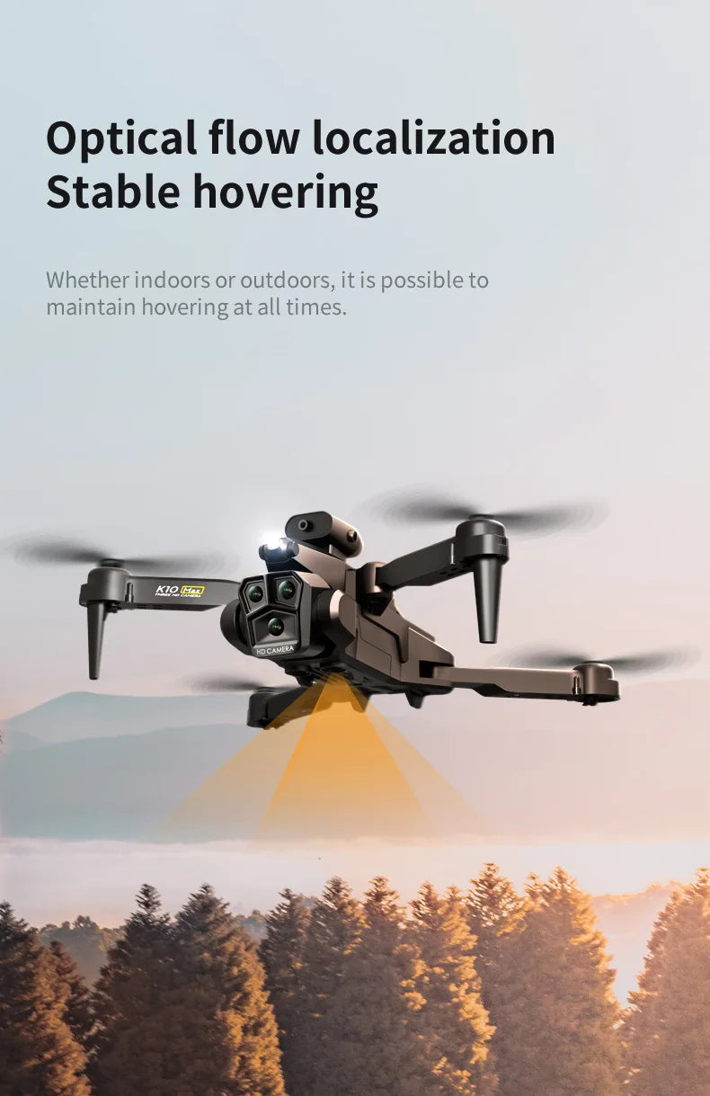 K10 Max RC Drone HD 4K Plane 3 Camera Helicopter Obstacle Avoidance Wifi FPV Quadcopter Optical Flow Aircraft Helicopter Kid Toy