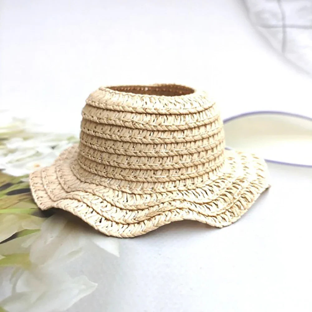 Mini Doll Straw Hat for Dollhouse Miniature 17cm Labubu Doll Color Match Hats Kawaii Cute Dolls Accessories for Kids Girls Toys