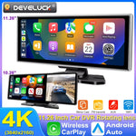 10/11.26 inch Dash Cam 4K Car DVR Wireless Carplay & Android Auto GPS Navigation Video Recorder Dashboard Dual Lens Wifi FM AUX