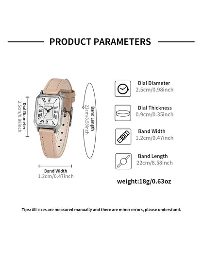 Fashion Rectangle Quartz Wrist Watch for Women Luxury Brand Roman Dial Leather Strap  Ladies Watches Clock