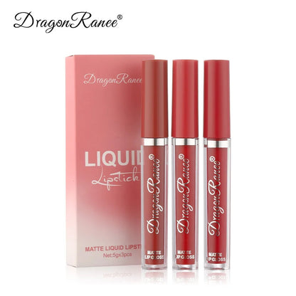 3Pcs/box Liquid Lipstick Set Matte Velvet Lip Gloss Set  Waterproof Liquid Lipstick Lip Non Stick Cup Lip Gloss Makeup