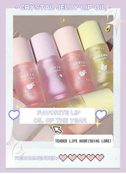 Gege Bear Crystal Jelly Fruit Lip Oil Peach Grape Avacado Hydrating Moisturizing Nourishing And Lightening Lips Line