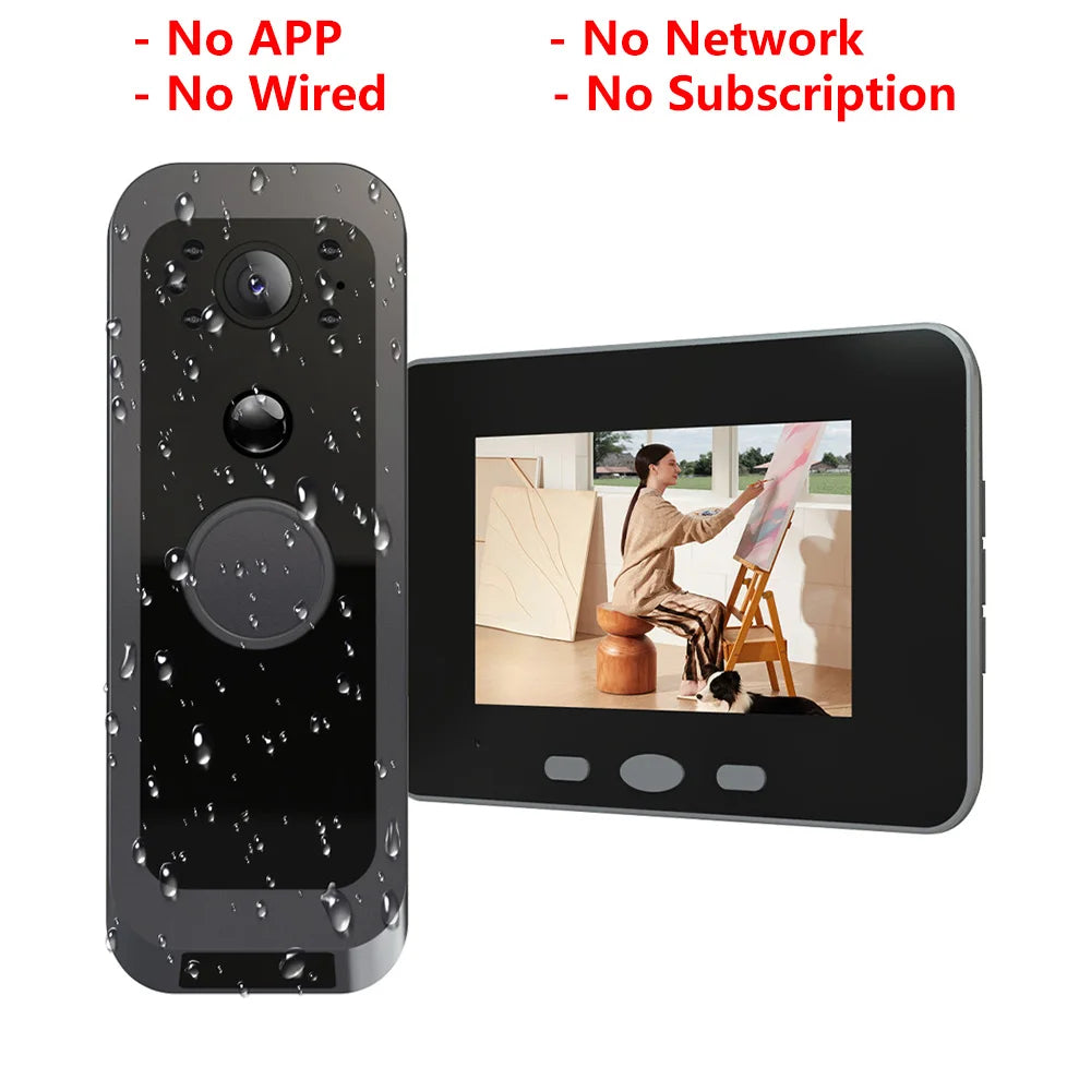 4 Inch Digital Door Viewer Smart Home Peephole Doorbell Camera PIR Motion Detection Night Vision Video Doorbell 2.4Ghz Wireless