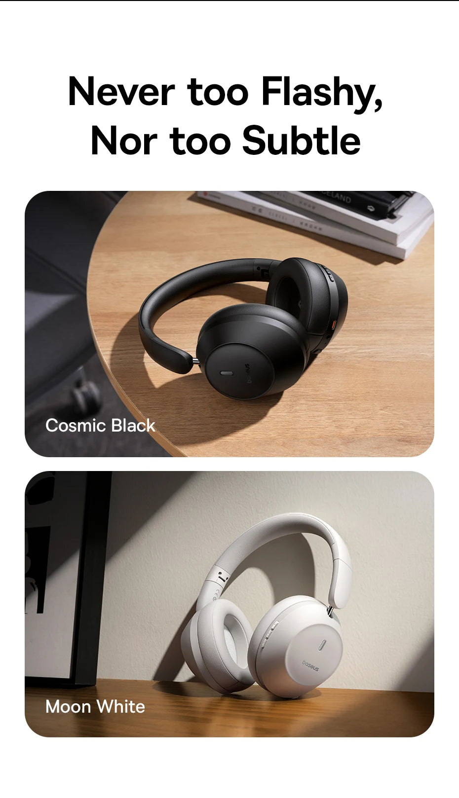 Baseus Bass 30 Max Wireless Headphone Bluetooth 5.3 40mm Bass-Enhance Foldable Over Ear Headsets 50H Play time Gaming Earphone