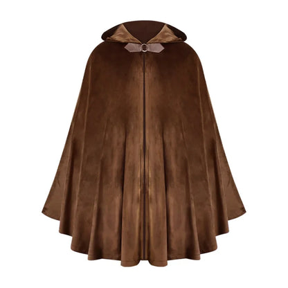 Men's Velvet Cloak with Hood, Renaissance Medieval Hooded Cloak for Women, Halloween Hood Cape with Metal Loop Clasp