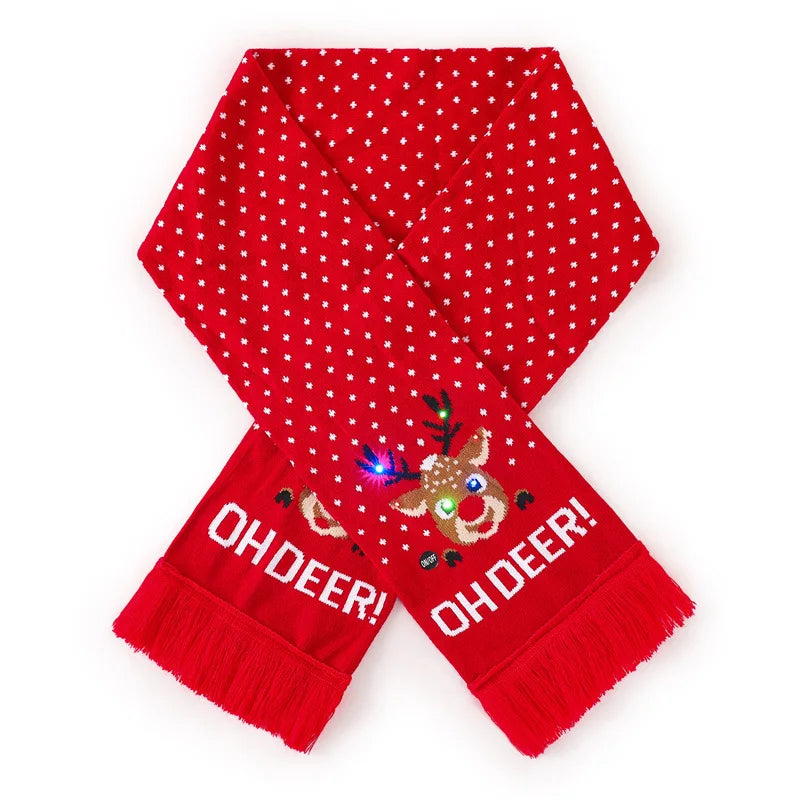 Christmas LED Scarf - Knitted Multicolor Light-Up Scarf for Kids and Adults