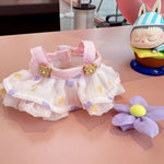 For 17cm Labubu Doll Outfit Wrinkled Skirt Flower Hairpin Set Fisherman Hat Labubu Clothes Ropa Labubu