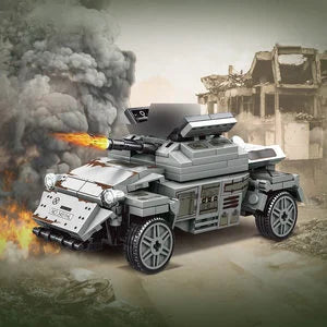 Military Patrol German Opel truck anti-aircraft gun Weapon Building Blocks WW2 Army Soldiers Brinquedos Bricks Classic Kids Toys