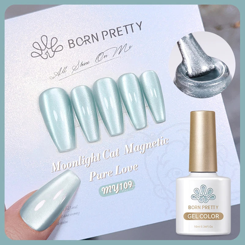 BORN PRETTY 10ml Silver Water Light Cat Magnetic Gel Nail Polish Nail Supplies Vernis Semi Permanent Gel for Fall Winter Nails