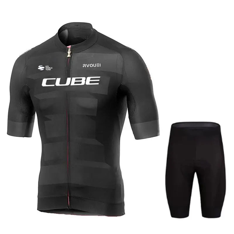 Cube Cycling Jersey Set – Men’s Summer Short Sleeve Bike Shirt & Padded Bib Shorts, Road & MTB Bicycle Clothing Maillot Ciclismo