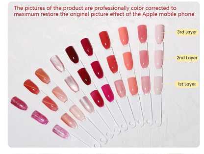 BORN PRETTY Milky Pink Rubber Base Gel Nail Polish Glitter 15ml Semi-Permanent Varnish Soak Off Self Leveling UV LED Gel