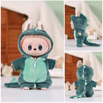 13CM Plush Doll Clothes for Labubu Doll's Clothes 6-Piece Set Dinosaur Animal Suit with Hat Outfit Accessories Dolls Clothing