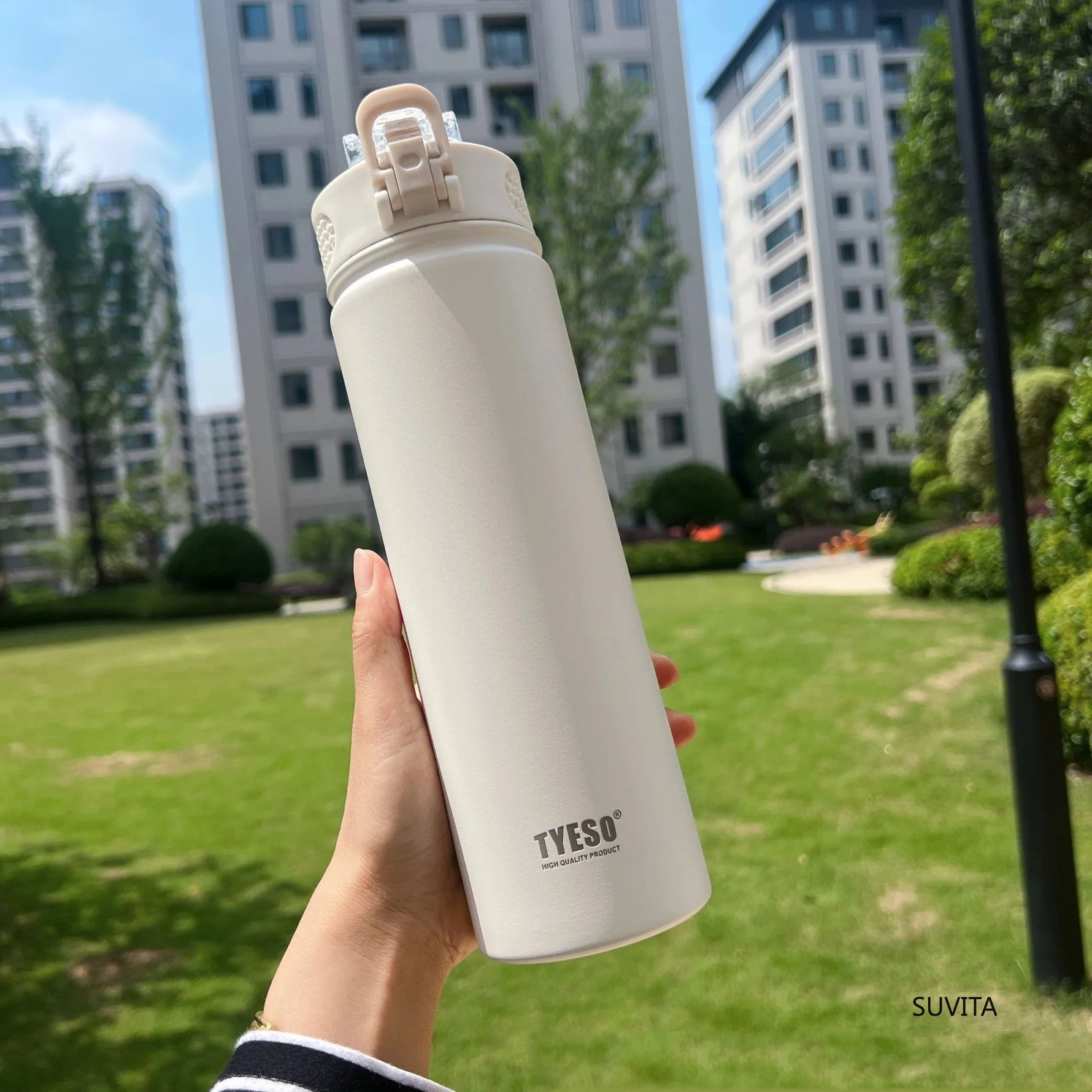 TYESO 600ML/750ML Thermos Water Bottle With Straw Stainless Steel Car Thermal Sports Cup Keeps Cold and Heat Thermal Travel Mug