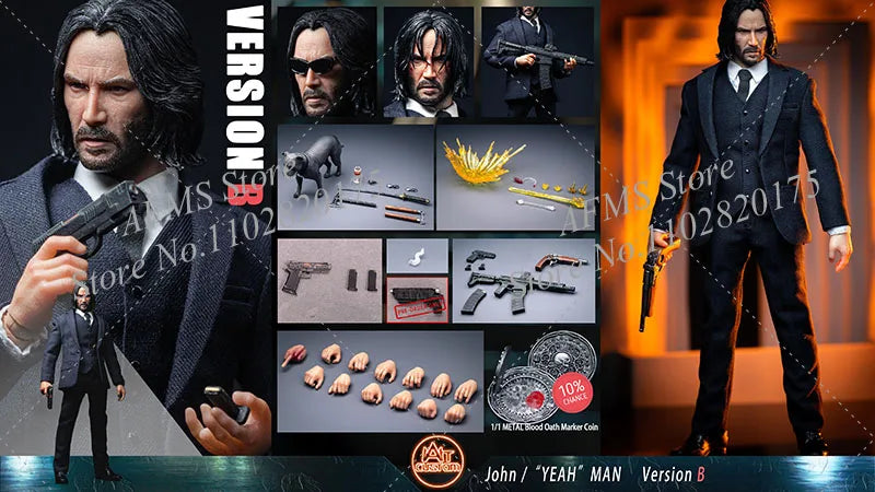 AT custom 1/12 Scale Collectible Figure Figure John Wick Keanu Reeves Full Set 6