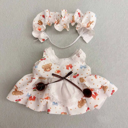 20cm Cotton Doll Clothes With Headwear Bow Headband Accessories Plush Dolls Dresses Skirt Decoration for EXO Idol Doll Accessory