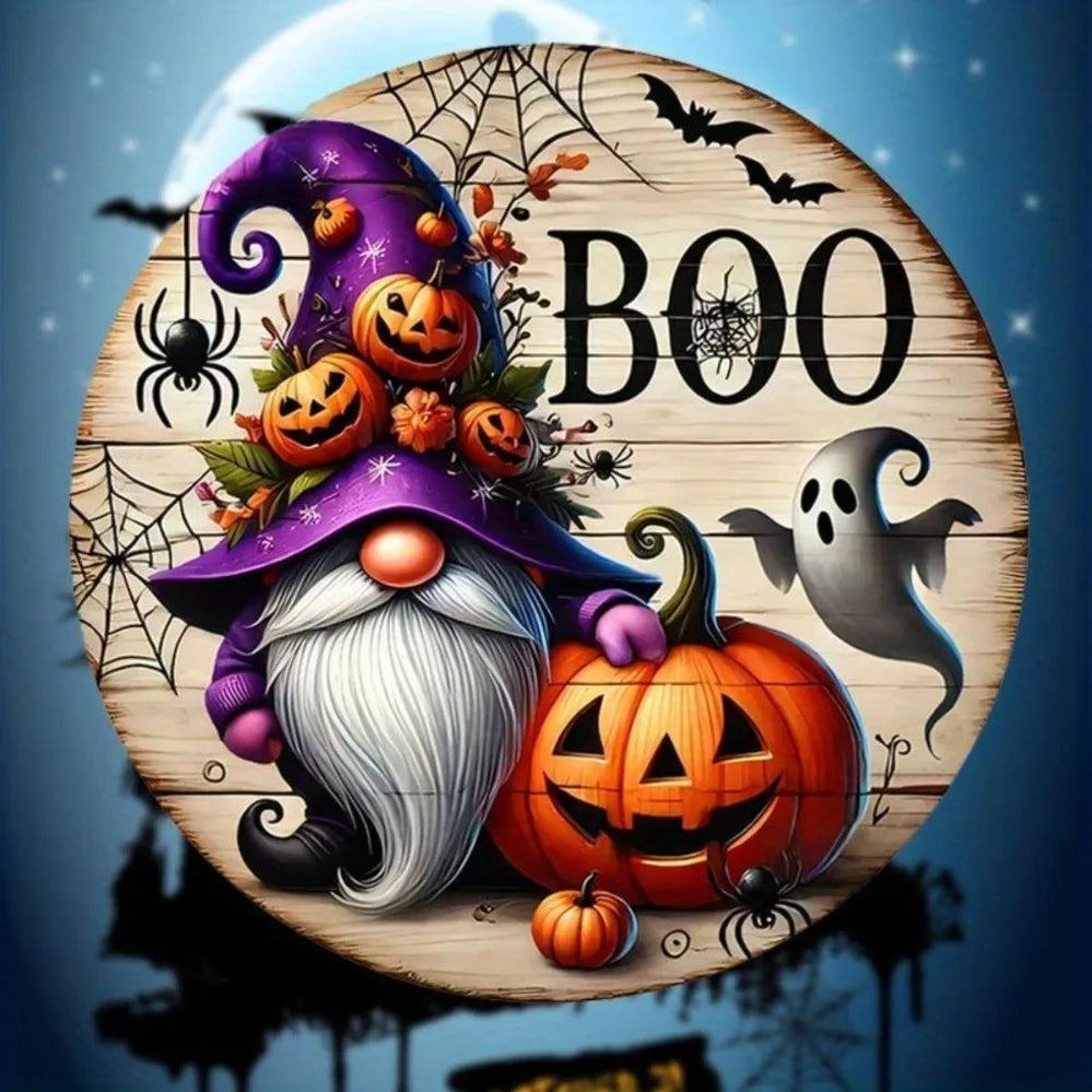 Halloween-Themed Hanging Sign (1 Piece) - Features Pumpkin & Gnome Patterns | Perfect for Halloween Decor, Homes, Offices,