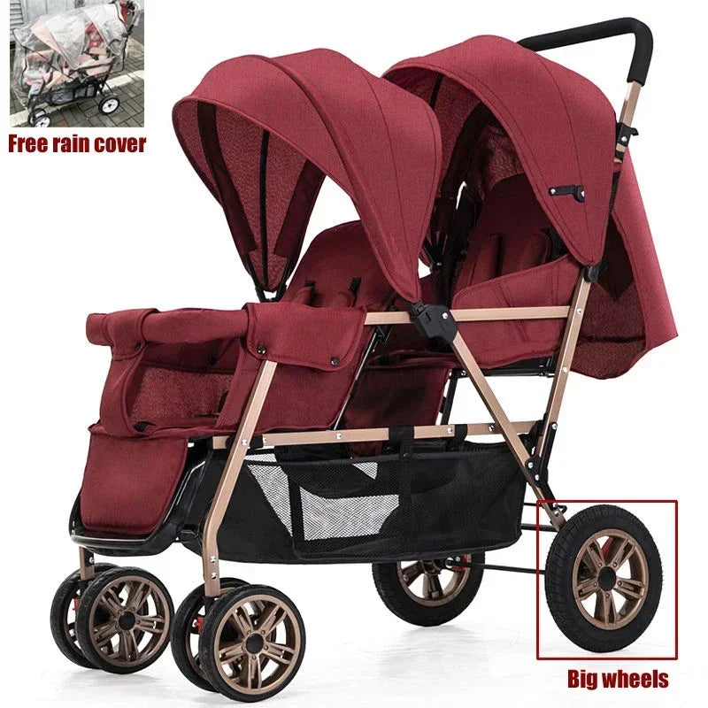 EU STOCK Twin strollers Double kids two seats strollers foldable carriage wholesale baby stroller Front and rear seats