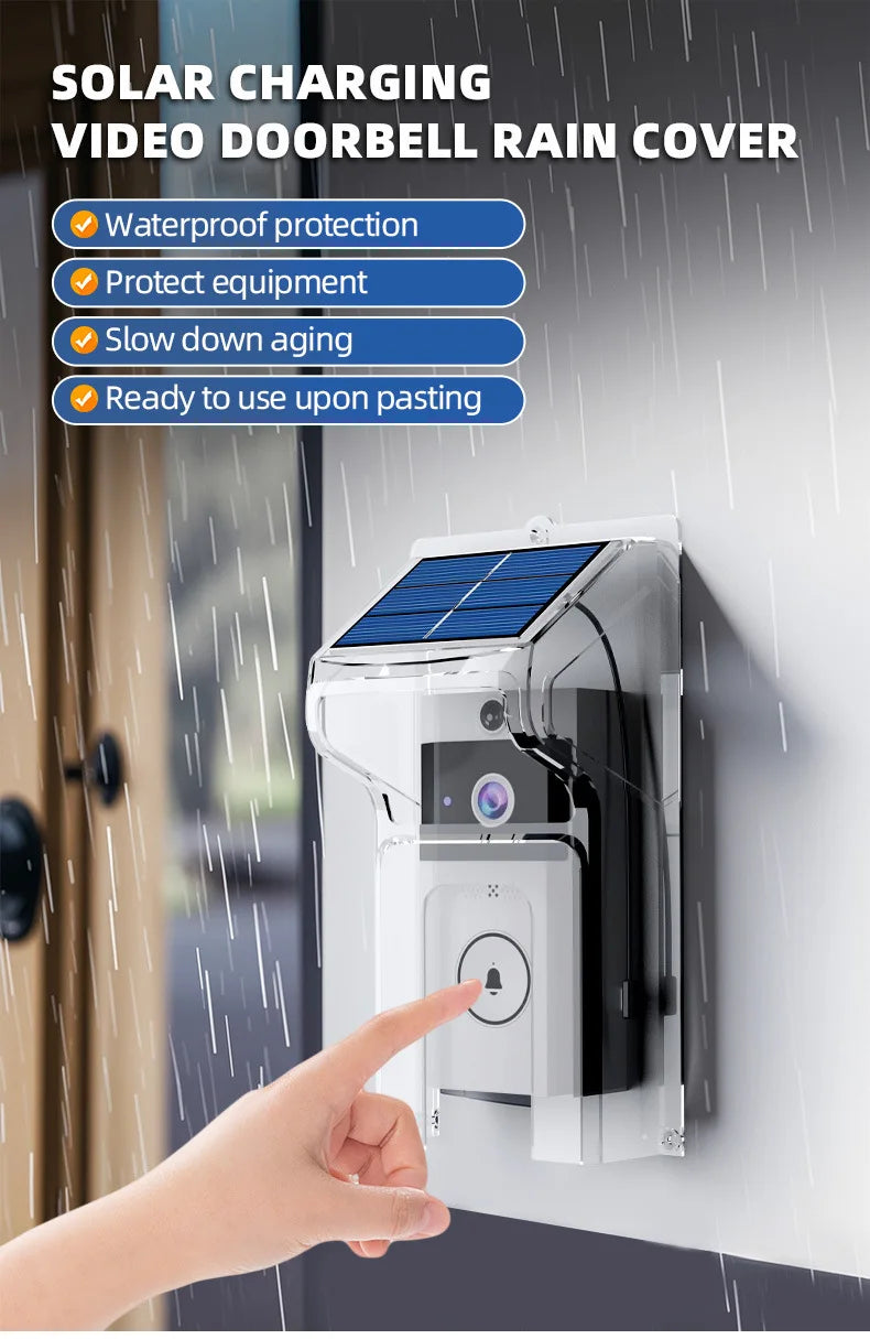 Smart Visual Doorbell with Solar Panel, Anti-Explosion Design, Real-Time Monitoring, Voice Distortion, Waterproof Cover